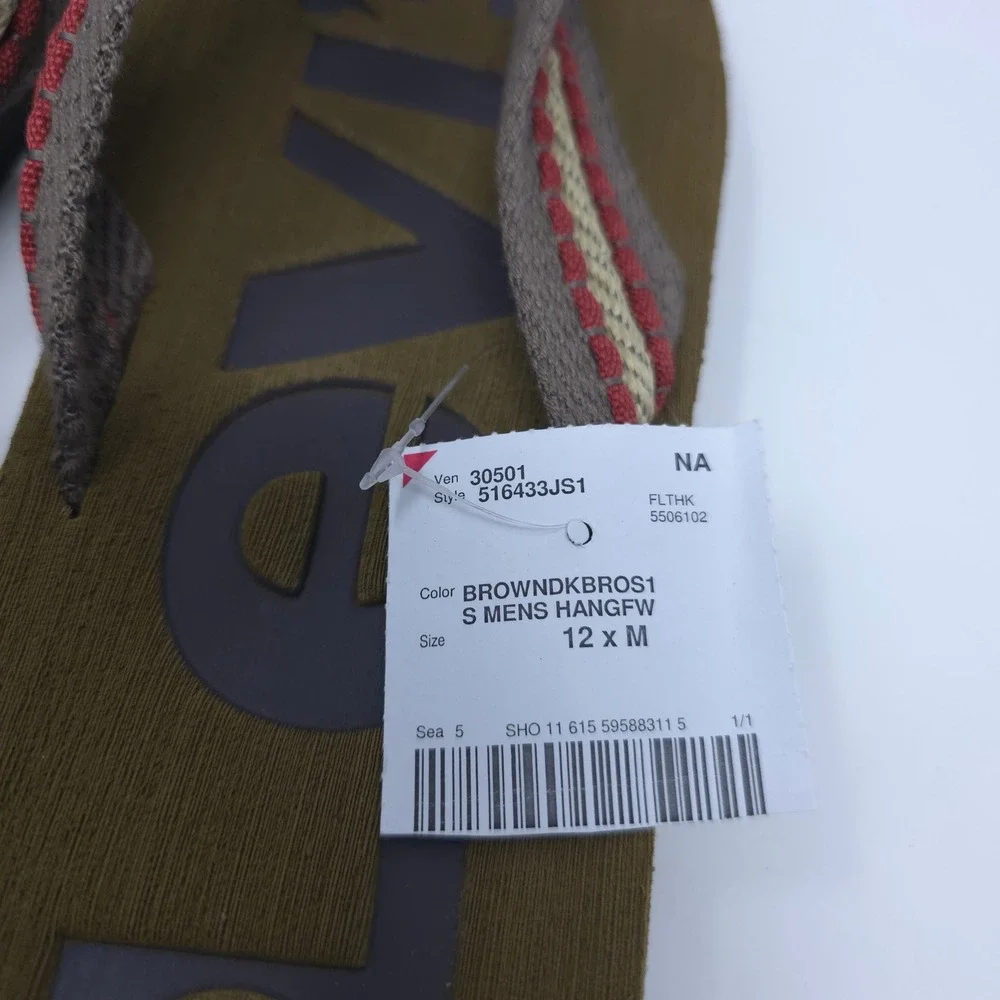 Levis Mens Hangfw Flip Flops Brown Khaki Red Sandals Size 12 M 516433JS1